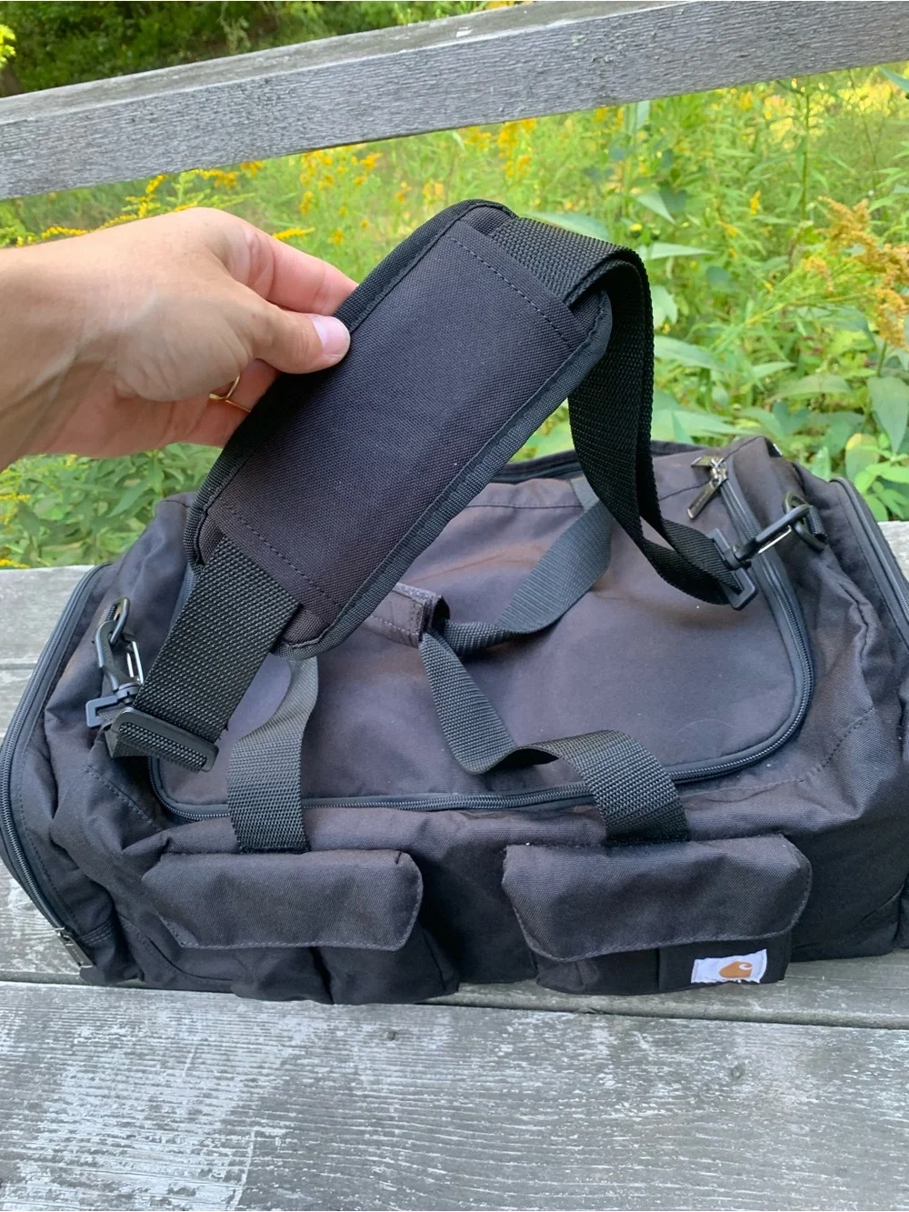 Carhartt Black Canvas Duffel with Dual Front Pockets